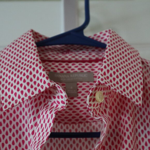 Banana Republic | Pink Rain Drops Shirt, Size 4 - Picture 3 of 7